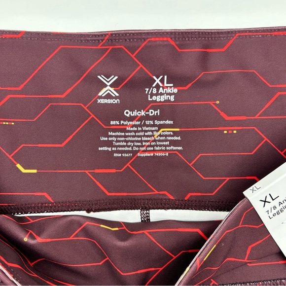 Xersion Women’s High Tech Burgundy Train High Rise 7/8 Ankle Legging L XL XXL - Picture 10 of 13